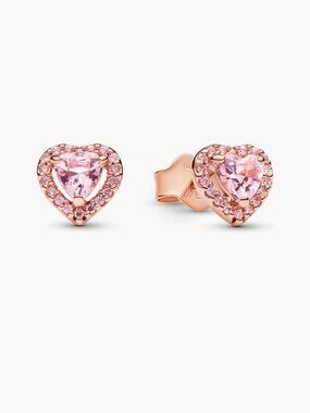 Pandora Pink Elevated Heart Stud Earrings